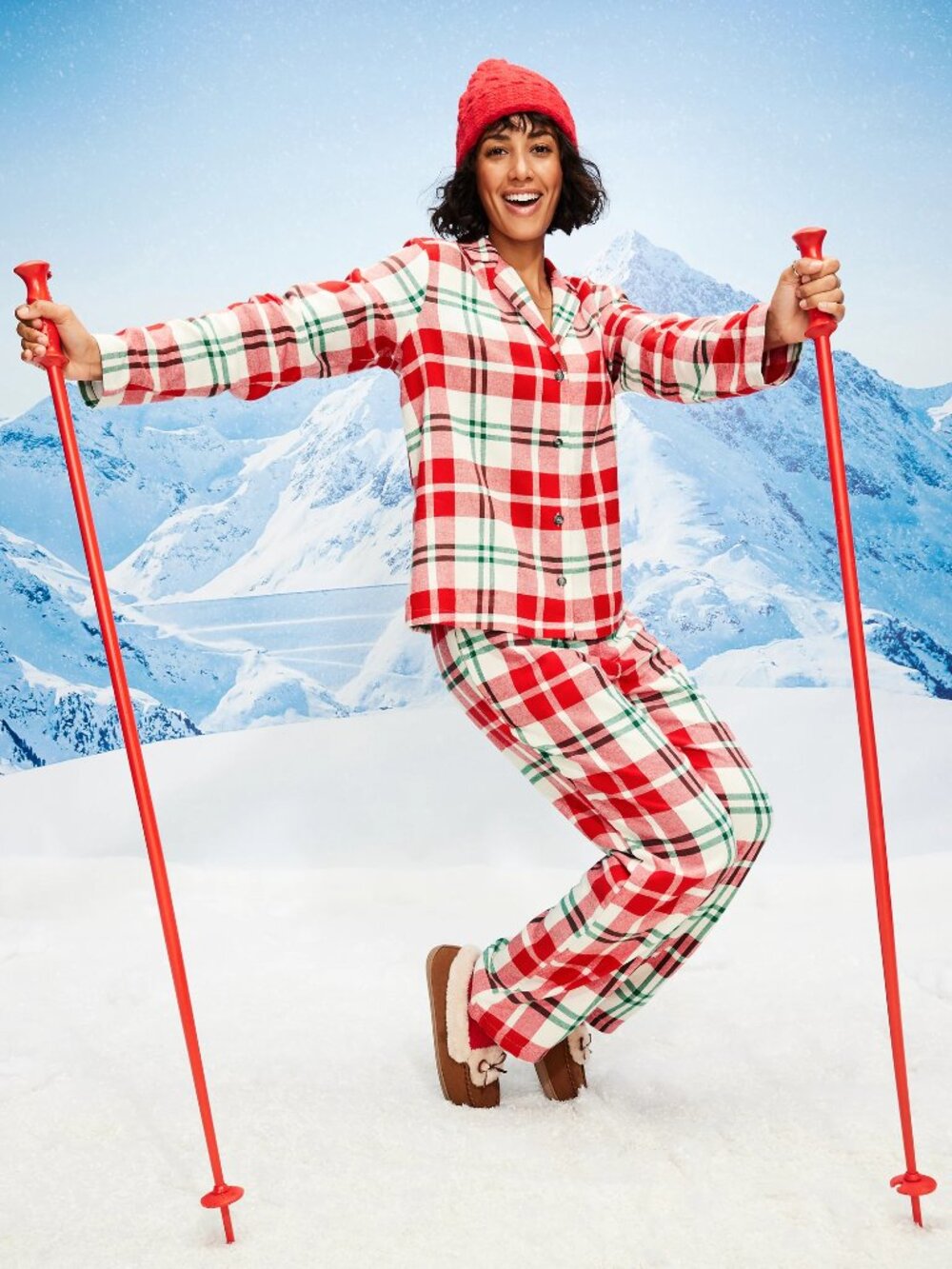 Old Navy-Gap Flannel Pajama Set Women's XL Red Plaid Cotton NWT
